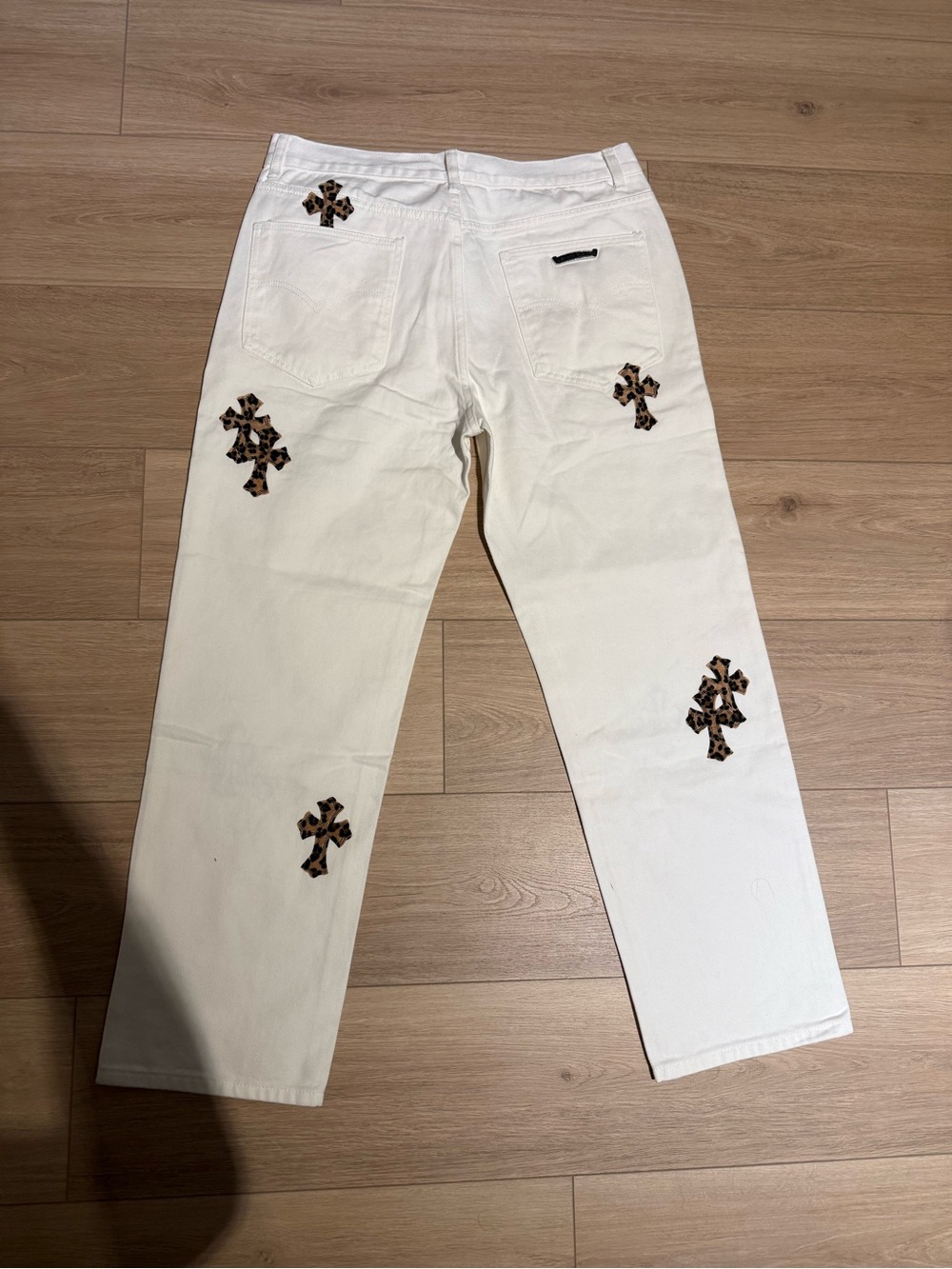 Chrome Hearts White Straight-Leg Jeans with Colorful Graphics - Picture 2 of 3